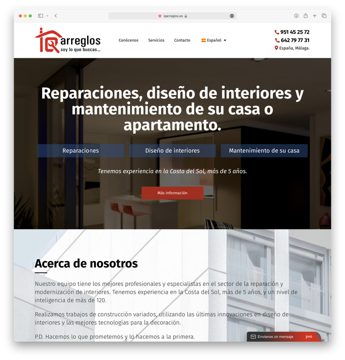 Sitio web para reformas e interiorismo